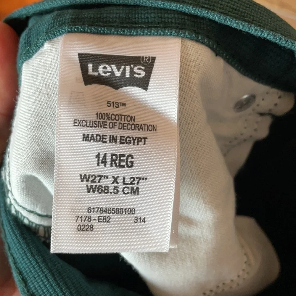 Levi’s 513 boys slim straight fit ponderosa pine pant size 14 27 X 27